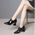 Pump Lace up Shoes for Lady Women Strange Heel Shoes China Factory Fancy Heel Patent Genuine Leather